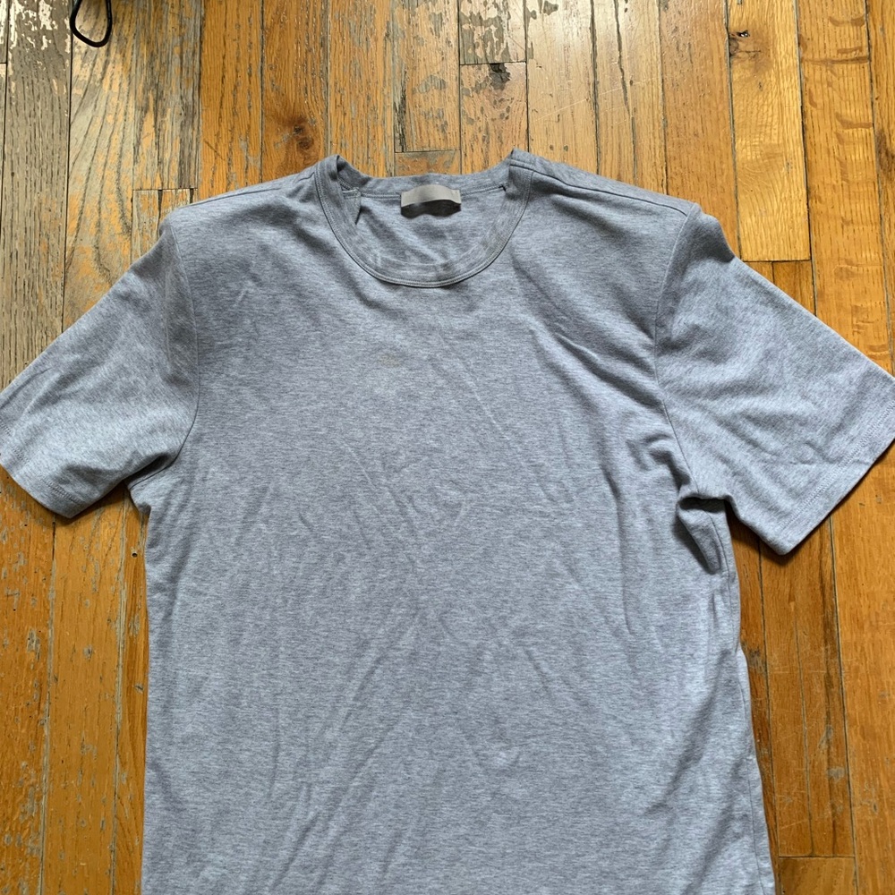 Grey Woman Shoulder Padded T-Shirt